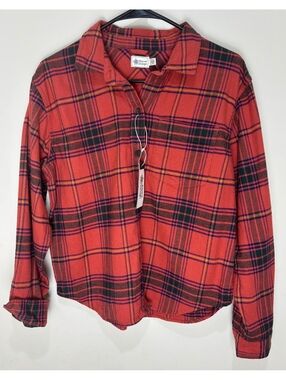 Alpine Design Women’s Midweight Plaid Flannel Shirt Red Fiery Skipper NWT Large